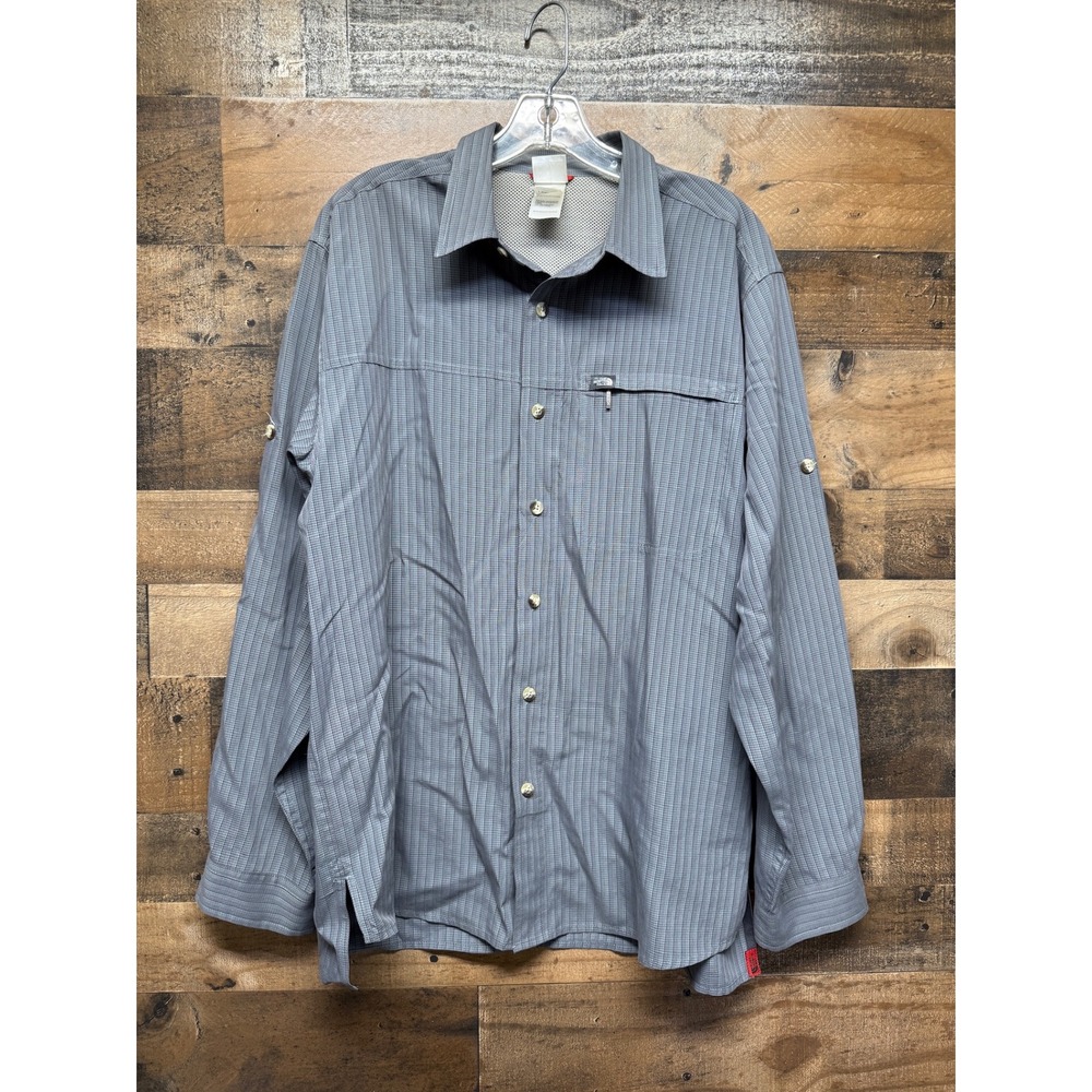 The North Face Mens Gray Plaid Long Sleeve Button Up Hiking Shirt